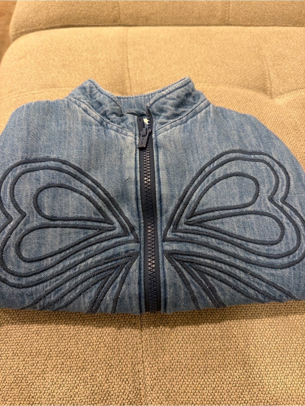 Old Navy Blue Kids Denim Jacket with Quilted Heart Wings